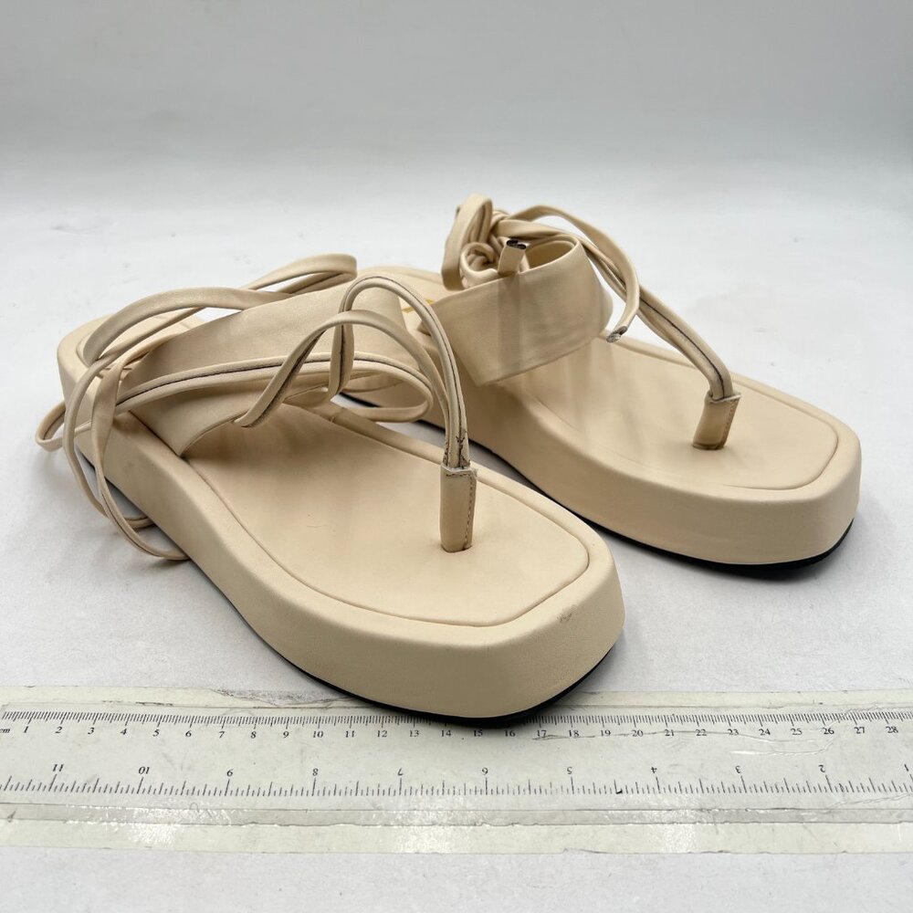 Fys Beige Split Toe Platform Sandals Strappy Lace… - image 4